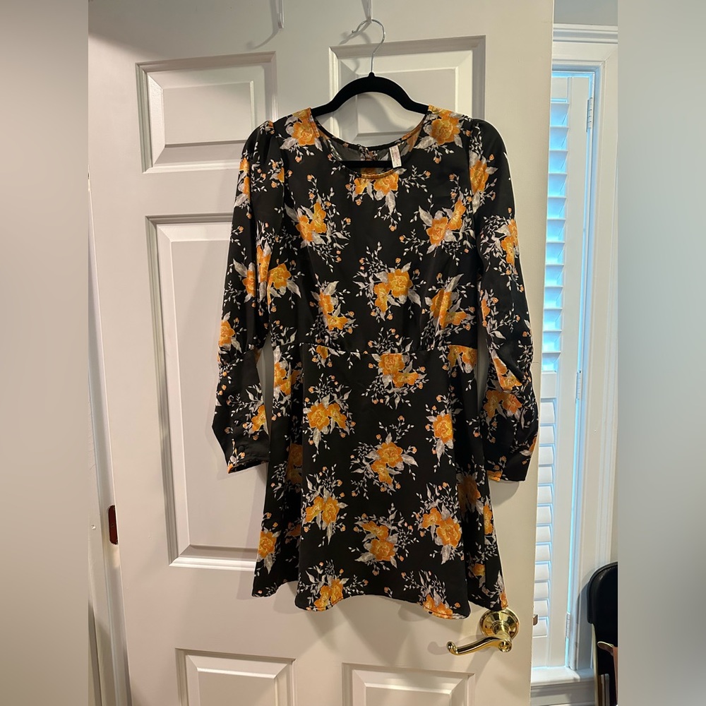 Free People floral dress black / yellow / orange - size 6, Small